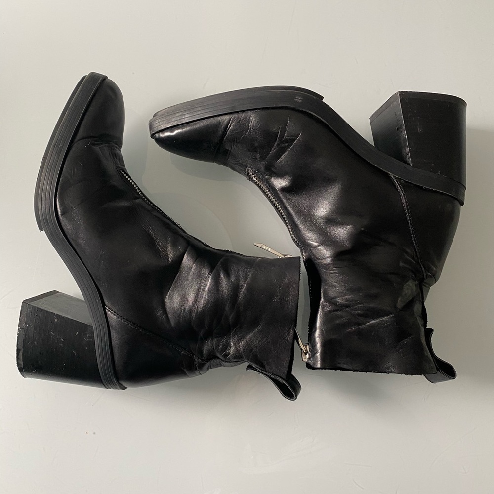 Zara Trafaluc leather zip front boots